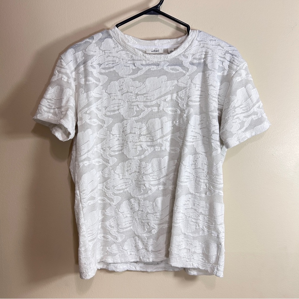 Aritzia Wilfred Short Sleeve Lace Tee in Ivory